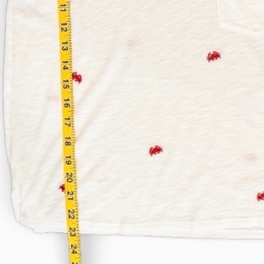 t.la Anthropologie Embroidered Crab V-Neck Pocket T-Shirt XXS Slub Knit - Picture 6 of 8